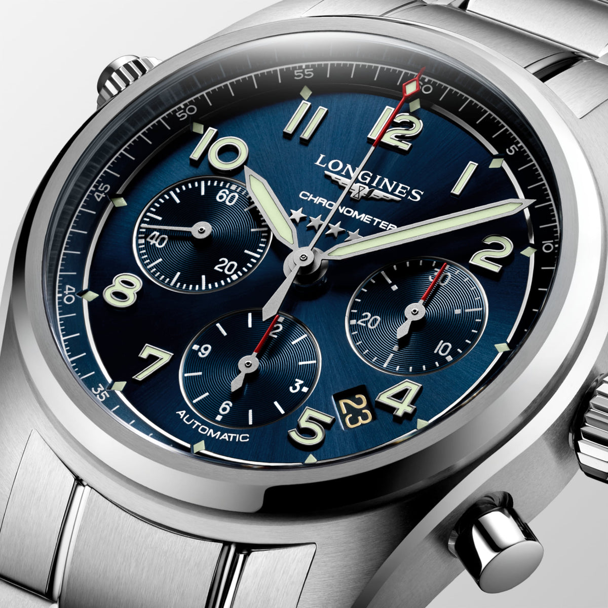 Longines Spirit Chronograph 42.00 mm Sunray blue Stainless steel L38204936 L3.820.4.93.6 detailed view