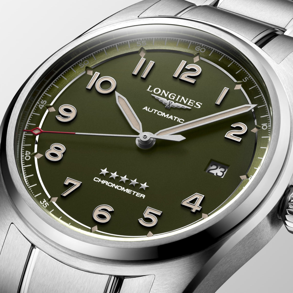 Longines Spirit 40.00 mm Green matt Stainless steel L38104036 L3.810.4.03.6 detailed view