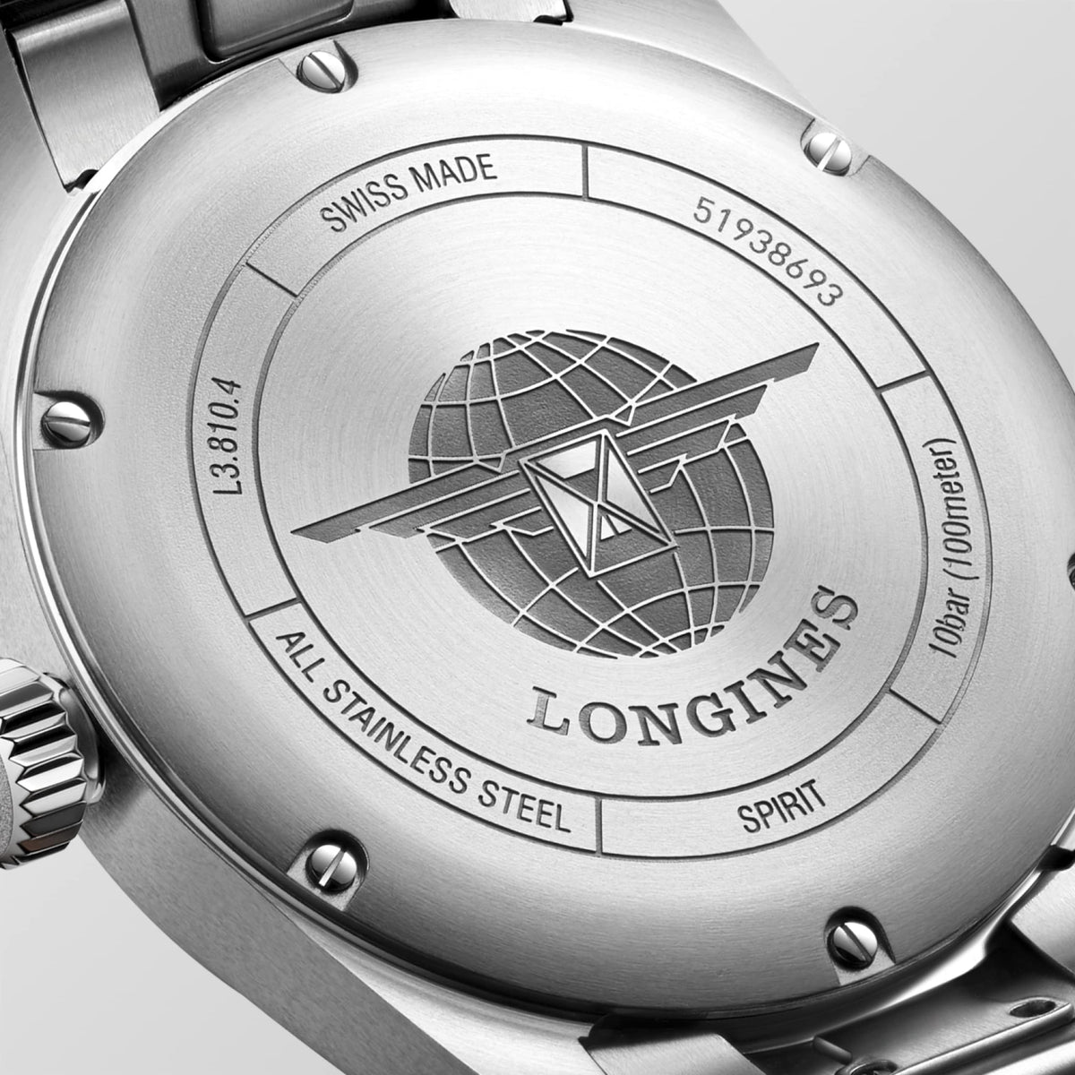 Longines Spirit 40.00 mm Green matt Stainless steel L38104036 L3.810.4.03.6 side and back view