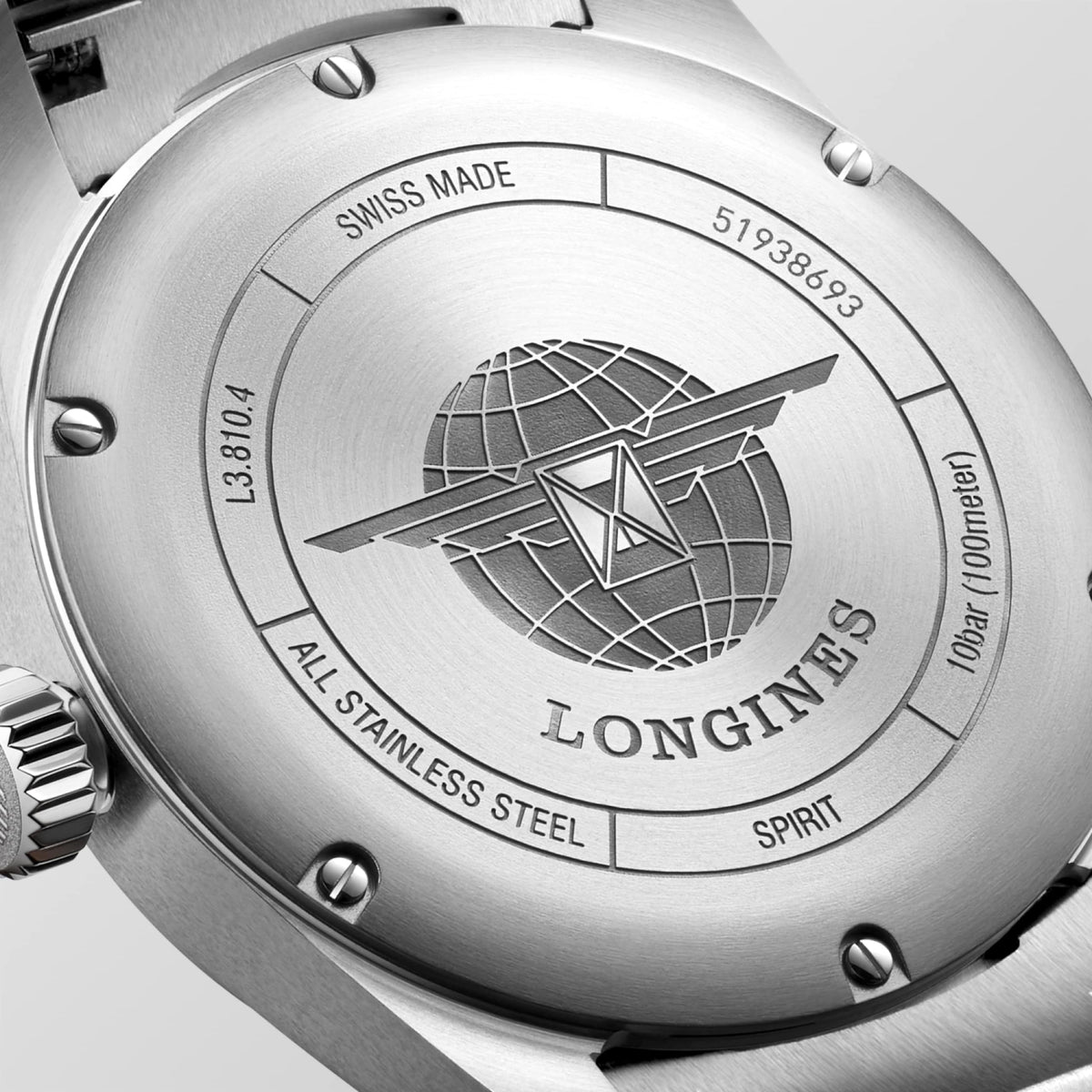 Longines Spirit 40.00 mm Black matt Stainless steel L38104536 L3.810.4.53.6 back view