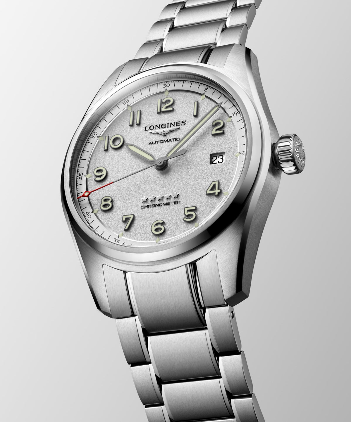 Longines Spirit 40.00 mm Opaline Ivory Stainless steel L38104736 L3.810.4.73.6 side and back view