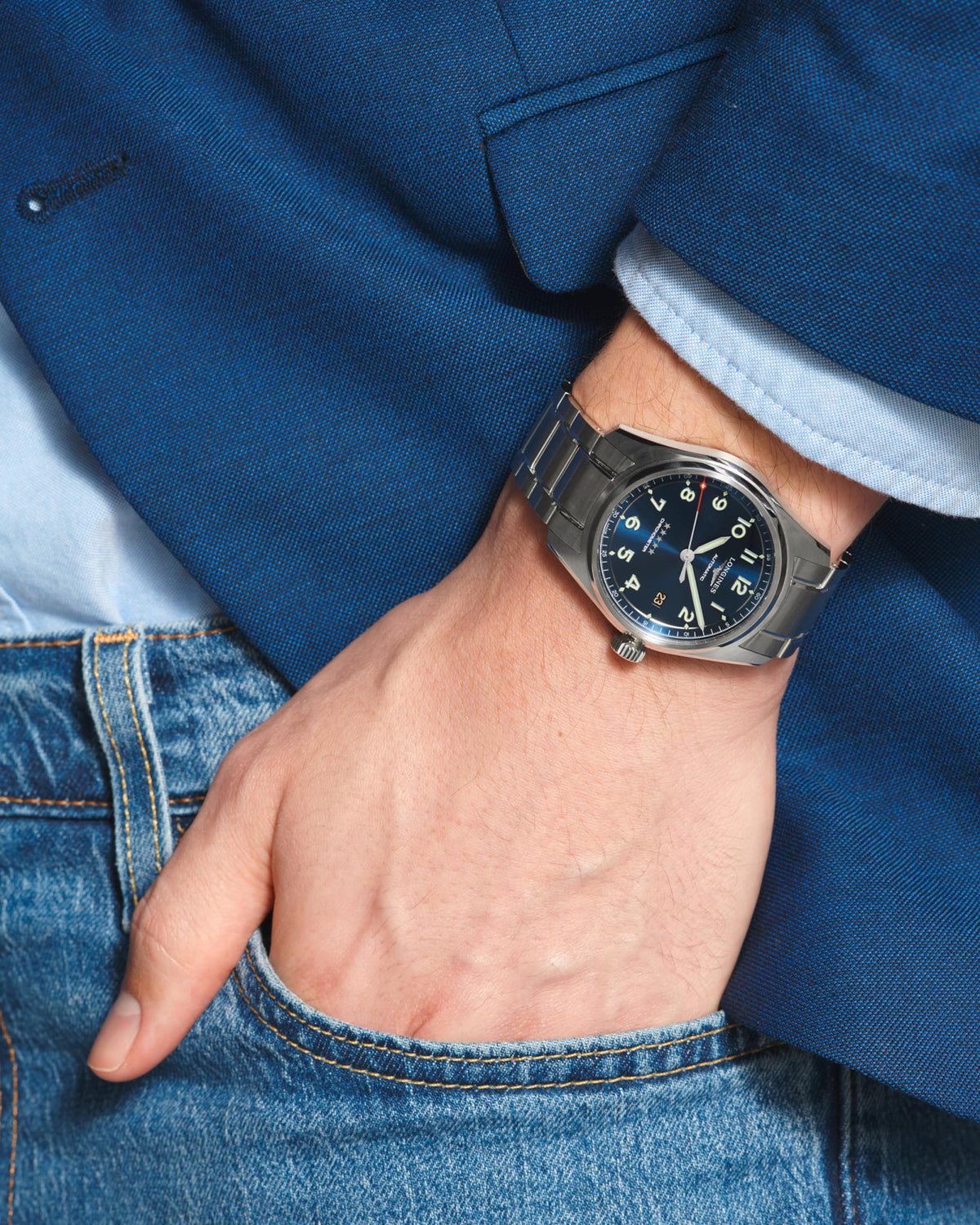 Longines Spirit 40.00 mm Sunray blue Stainless steel L38104936 L3.810.4.93.6 back view