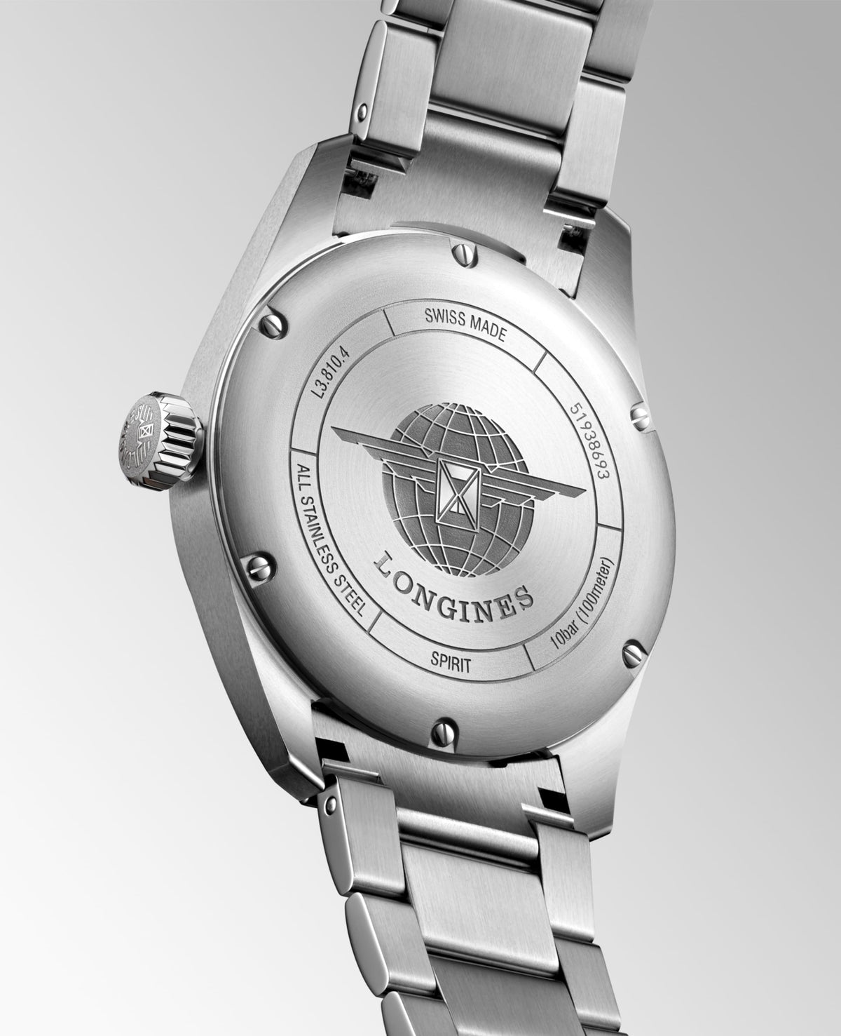 Longines Spirit 40.00 mm Sunray blue Stainless steel L38104936 L3.810.4.93.6 side and back view