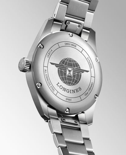 Longines Spirit 42.00 mm Green matt Stainless steel L38114036 L3.811.4.03.6 side and back view