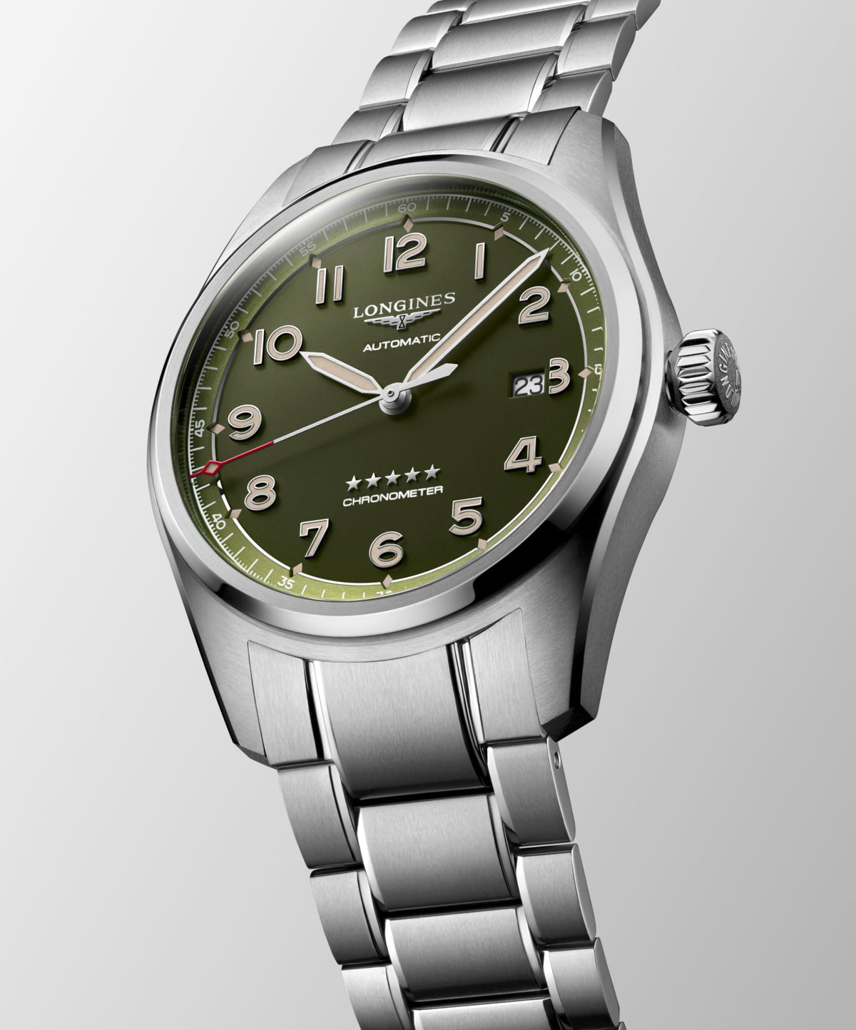Longines Spirit 42.00 mm Green matt Stainless steel L38114036 L3.811.4.03.6 back view