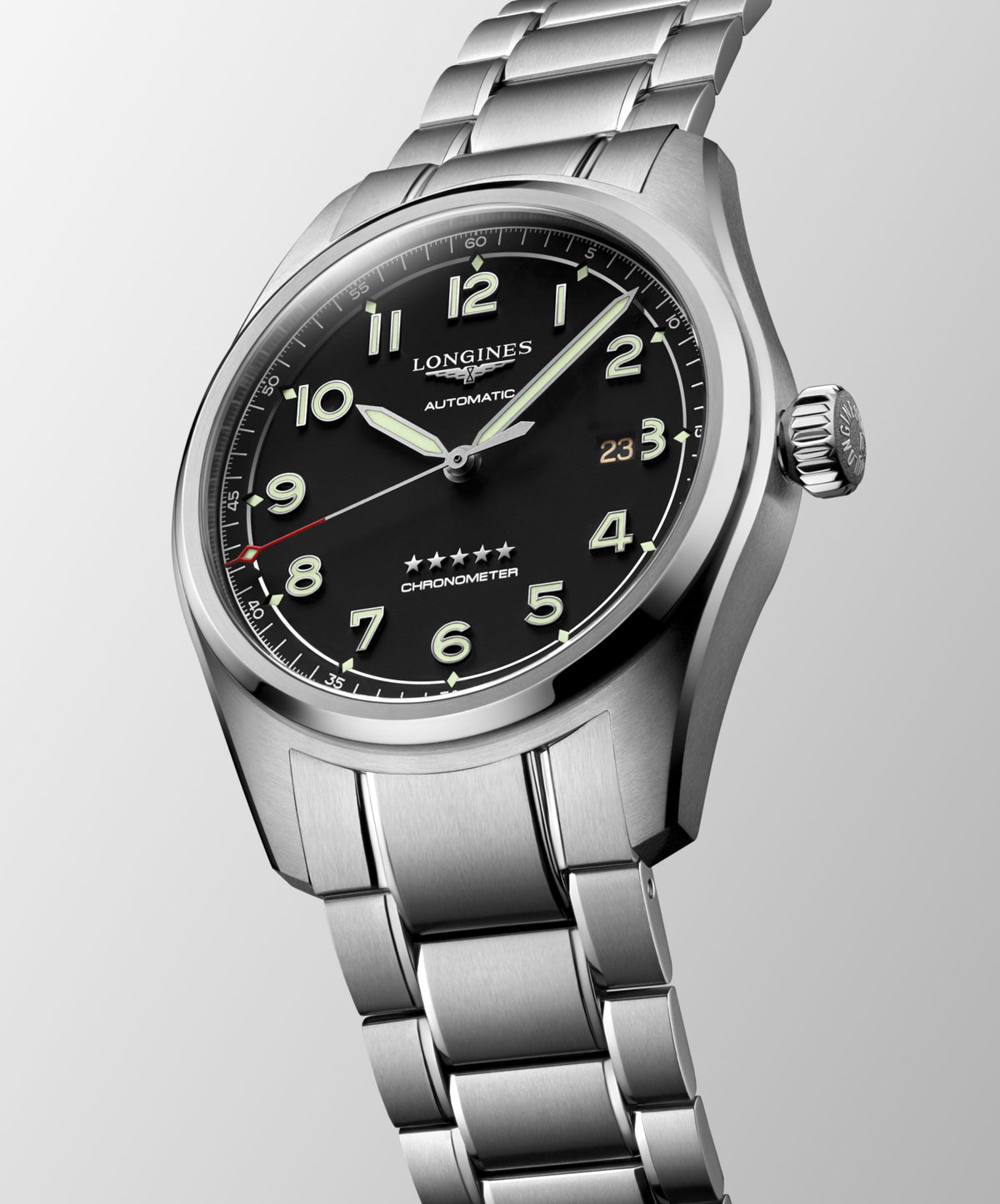 Longines Spirit 42.00 mm Black matt Stainless steel L38114536 L3.811.4.53.6 side and back view
