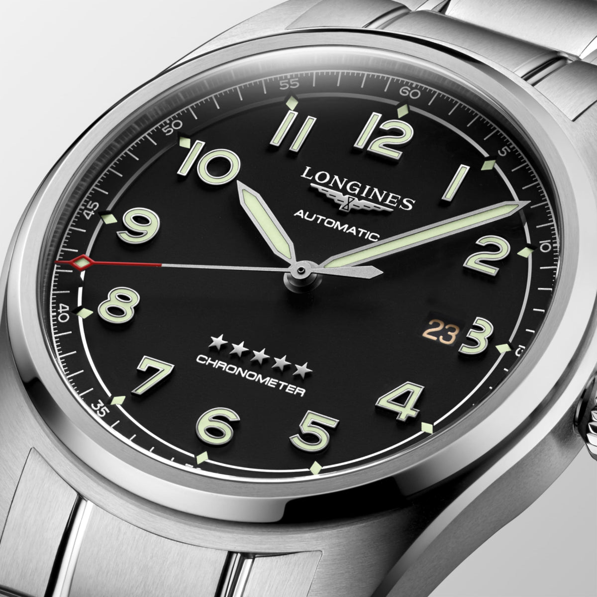 Longines Spirit 42.00 mm Black matt Stainless steel L38114536 L3.811.4.53.6 detailed view