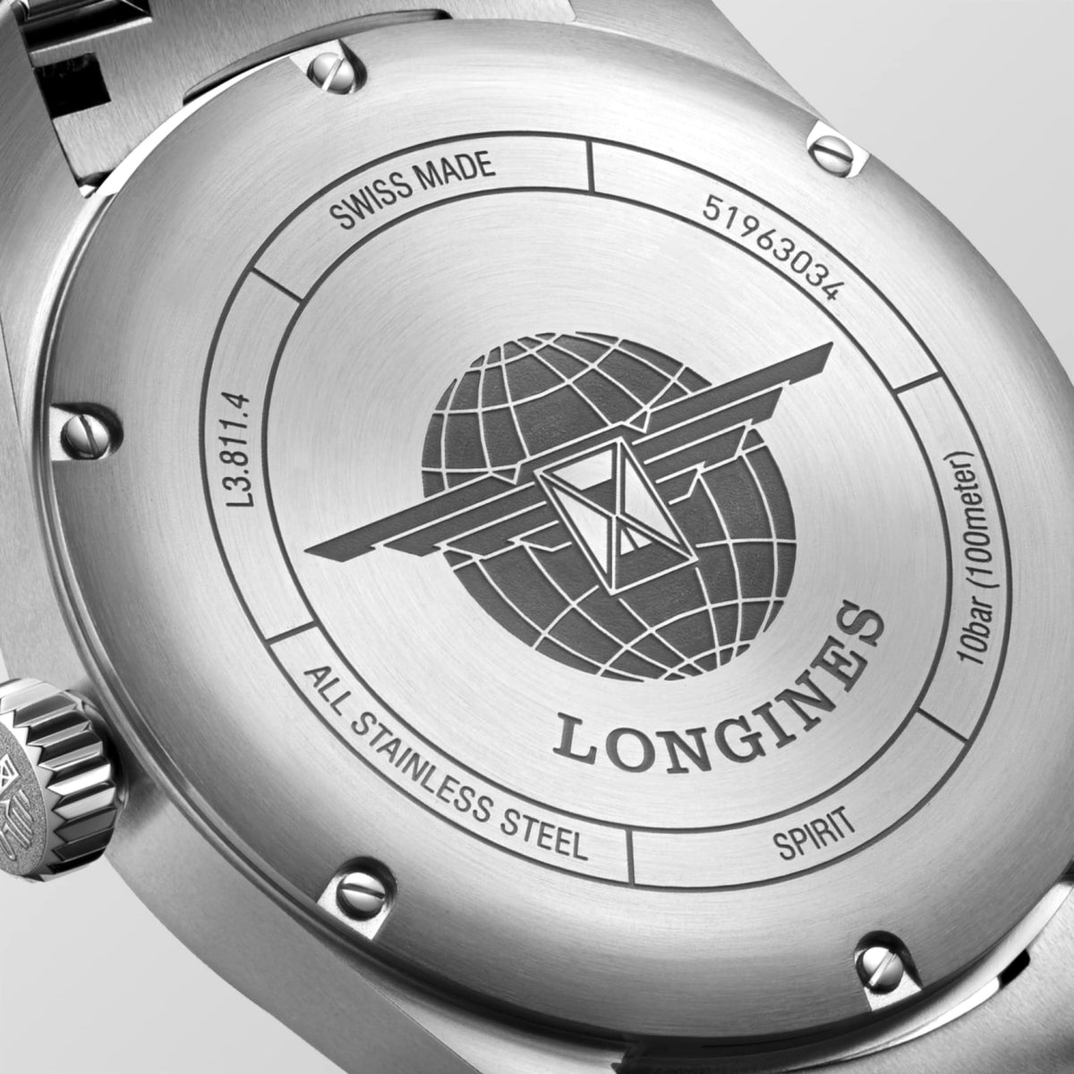 Longines Spirit 42.00 mm Opaline Ivory Stainless steel L38114736 L3.811.4.73.6 back view
