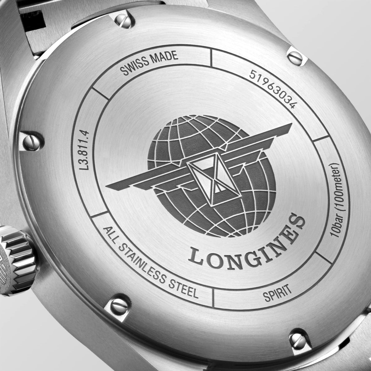 Longines Spirit 42.00 mm Sunray blue Stainless steel L38114936 L3.811.4.93.6 back view