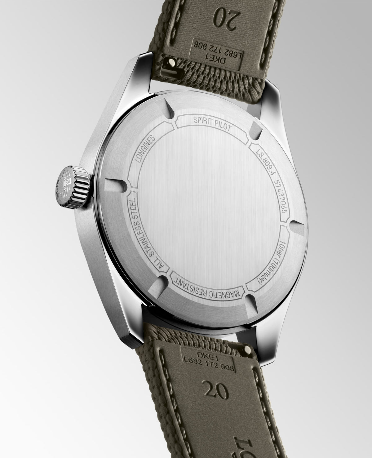 Longines Spirit Pilot 39.00 mm Black matt Stainless steel L38094539 L3.809.4.53.9 side and back view