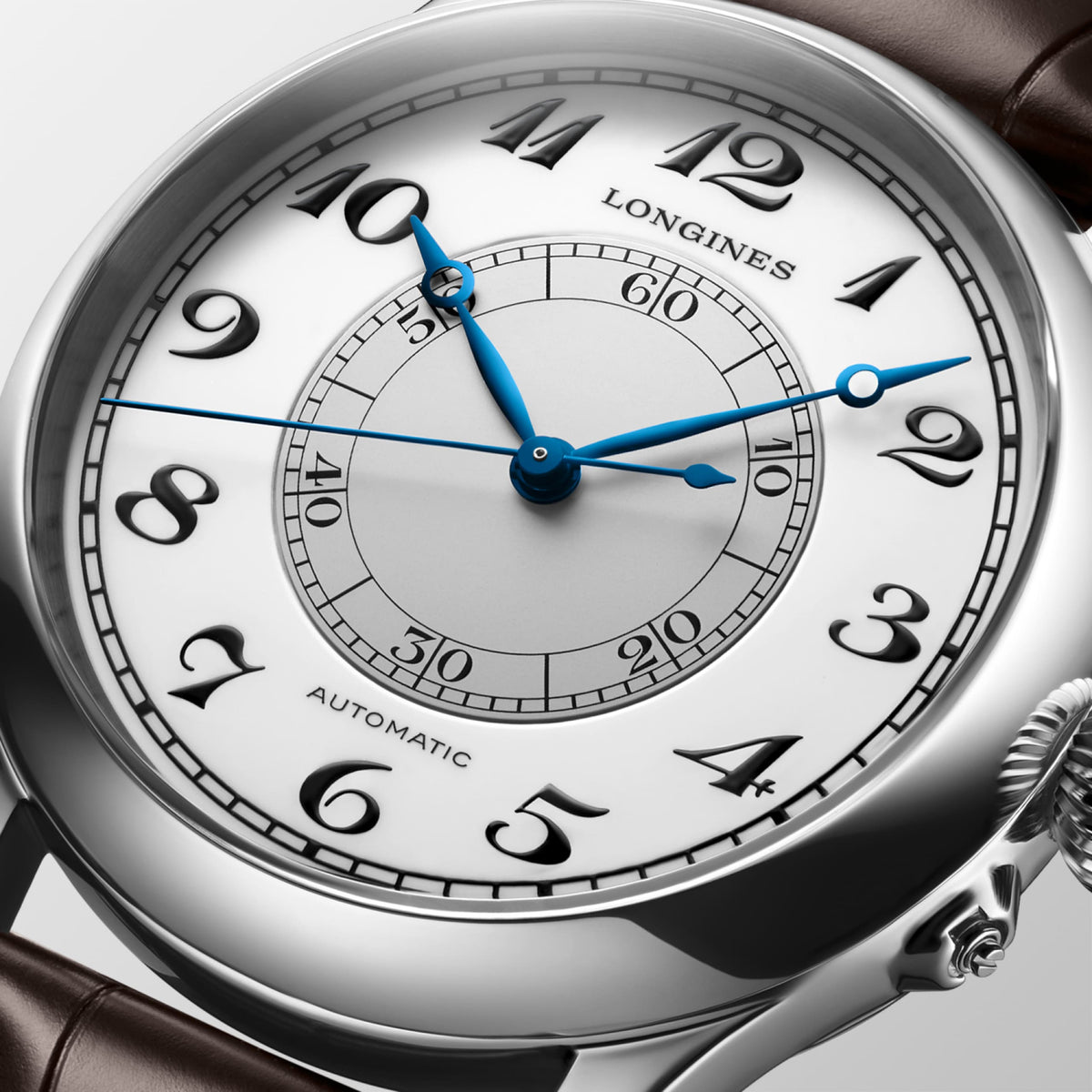 Longines Weems Second-Setting Watch 47.50 mm White lacquered polished Stainless steel L27134130 L2.713.4.13.0 detailed view