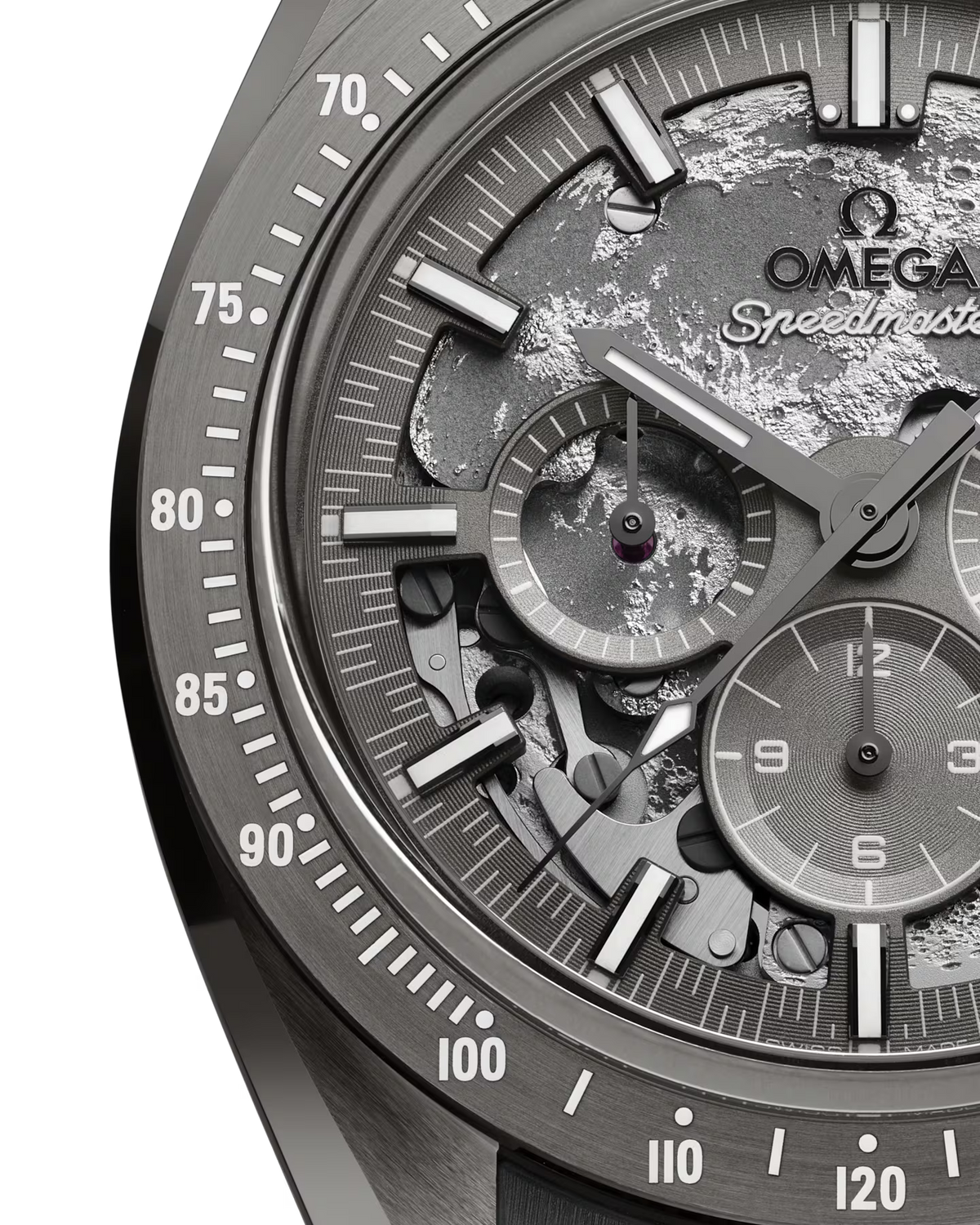 Speedmaster Grey Side of the Moon 44.25 mm, Grey Ceramic on Rubber Strap