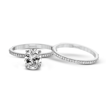 Oval - cut Engagement Ring & Matching Wedding Band in 18k Gold with Diamonds - Simon G. Jewelry