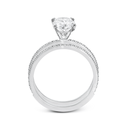 Oval - cut Engagement Ring & Matching Wedding Band in 18k Gold with Diamonds - Simon G. Jewelry