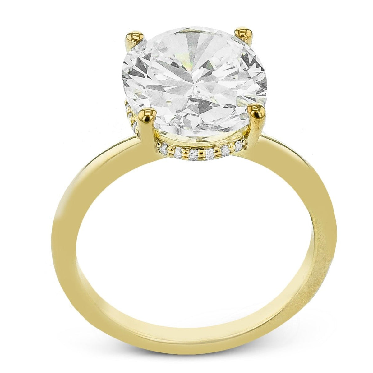 Oval - cut Hidden Halo Engagement Ring in 18k Gold with Diamonds - Simon G. Jewelry