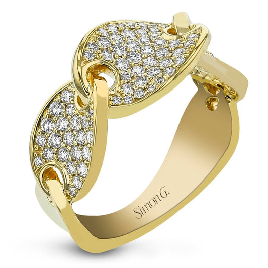 Pavé Link Ring in 18k Gold with Diamonds - Simon G. Jewelry