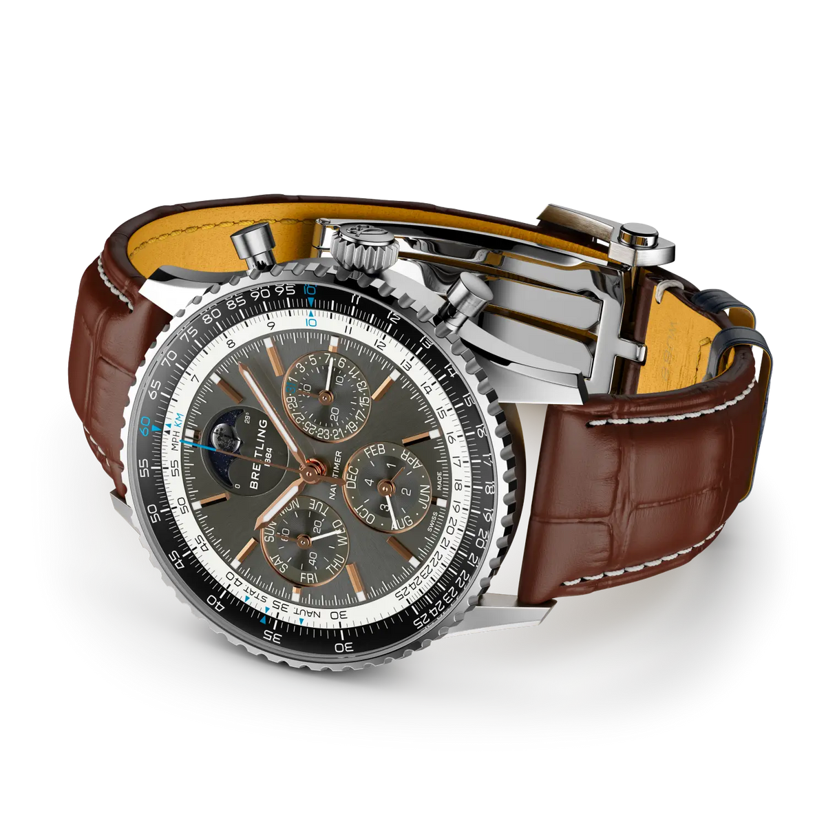 Navitimer B19 Chronograph 43 Perpetual Calendar Stainless steel & platinum 43 mm PB1921251B1P1 third view