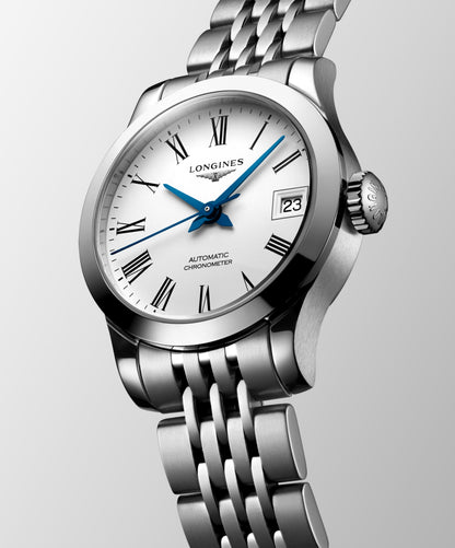 Record 26.00 mm White matt Stainless steel L23204116 L2.320.4.11.6 front and side view