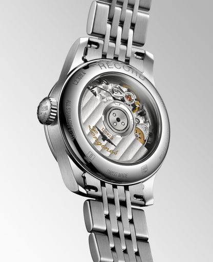 Record 26.00 mm White mother-of-pearl Stainless steel L23204876 L2.320.4.87.6 front and side view