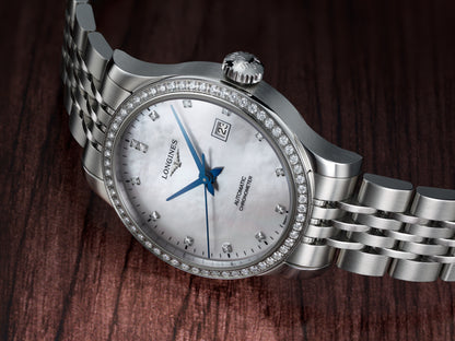 Record 30.00 mm White mother-of-pearl Stainless steel L23210876 L2.321.0.87.6 back view