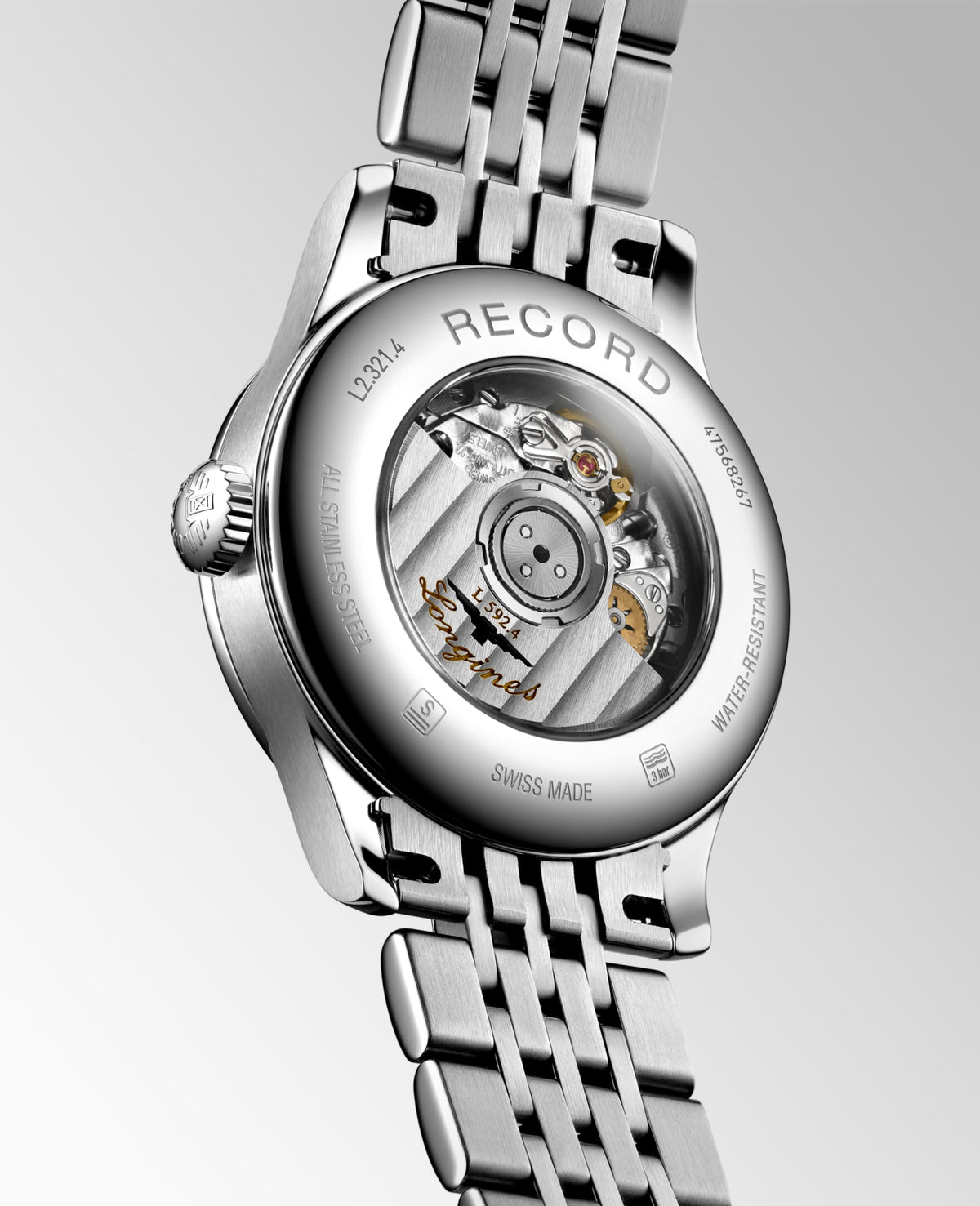 Record 30.00 mm White matt Stainless steel L23214116 L2.321.4.11.6 front and side view