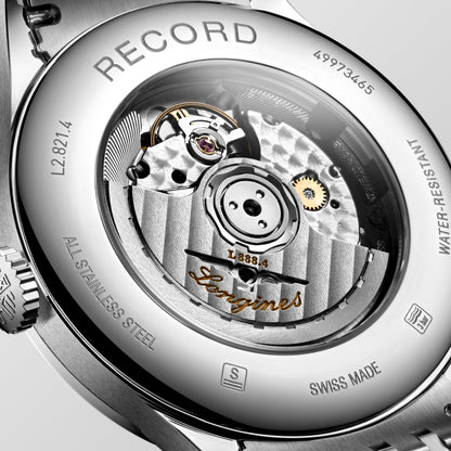 Record 40.00 mm White matt Stainless steel L28214116 L2.821.4.11.6 front and side view