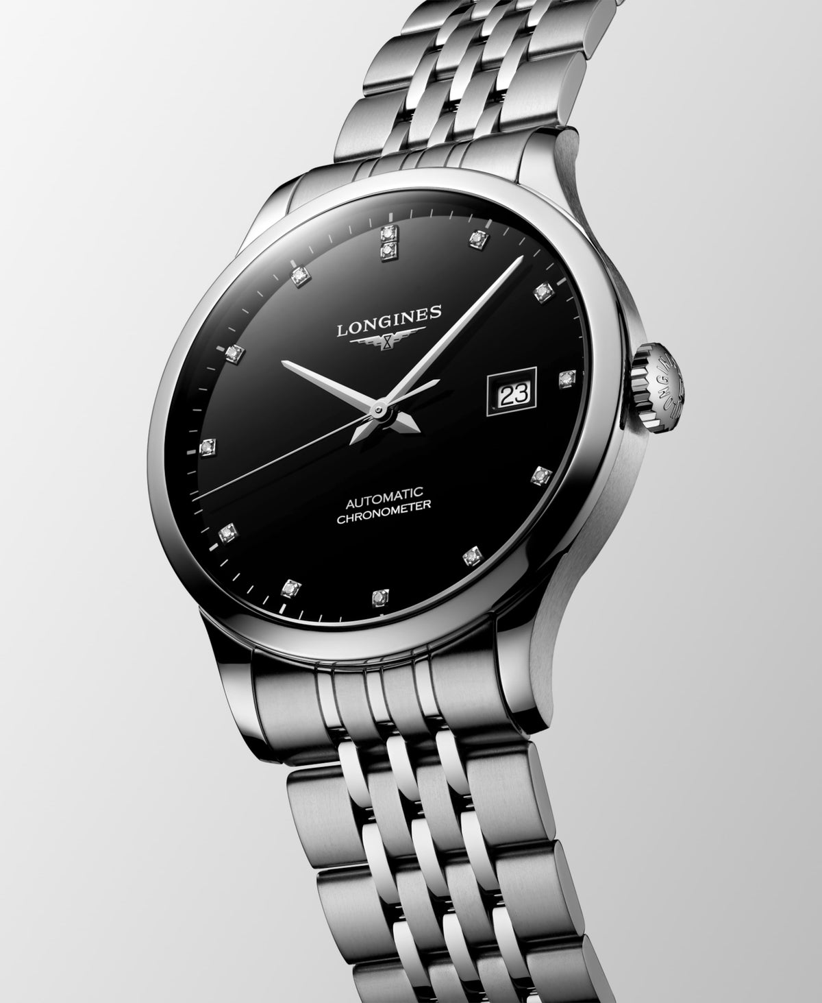Record 40.00 mm Black lacquered polished Stainless steel L28214576 L2.821.4.57.6 back view