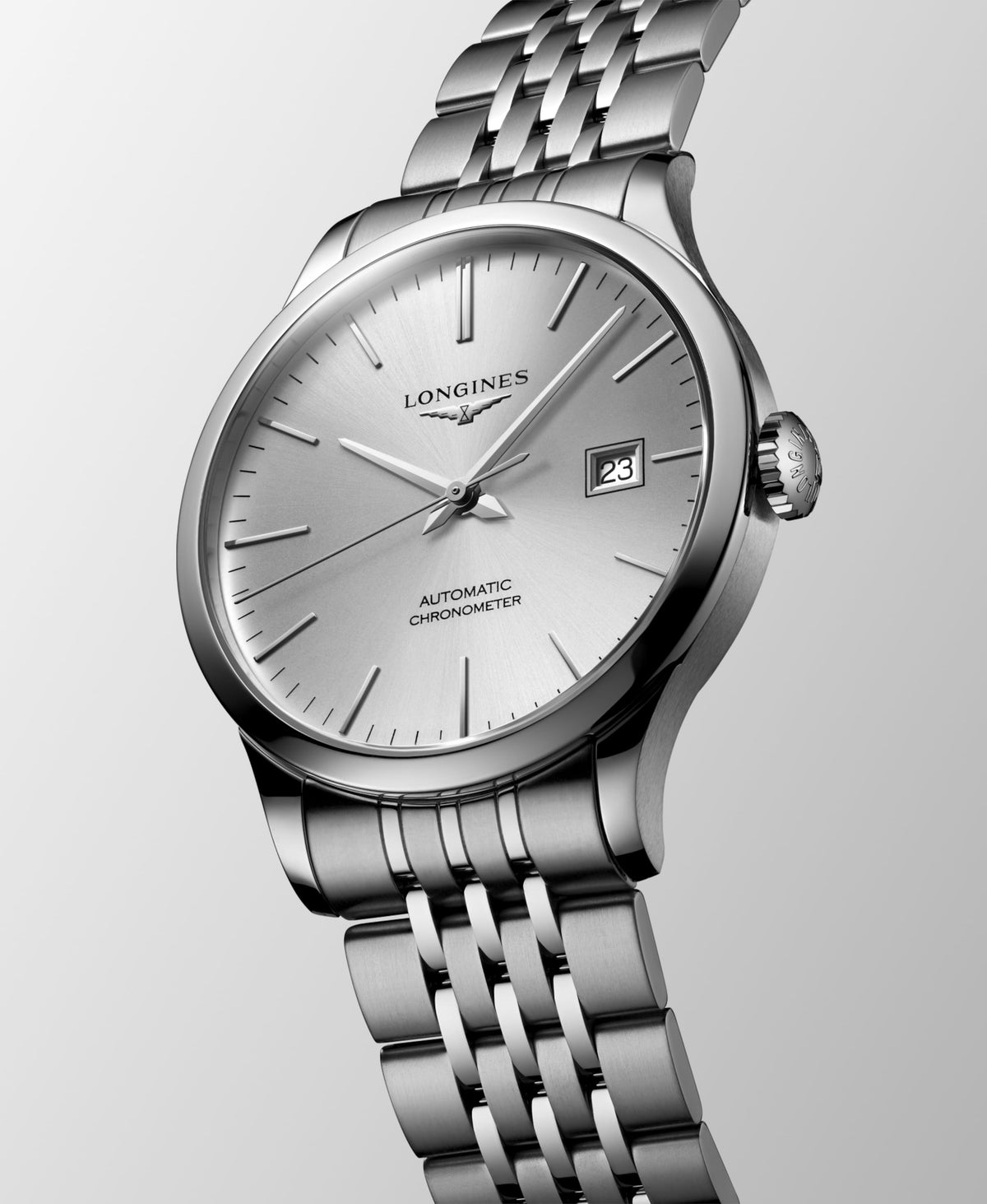 Record 40.00 mm Sunray silver Stainless steel L28214726 L2.821.4.72.6 back view