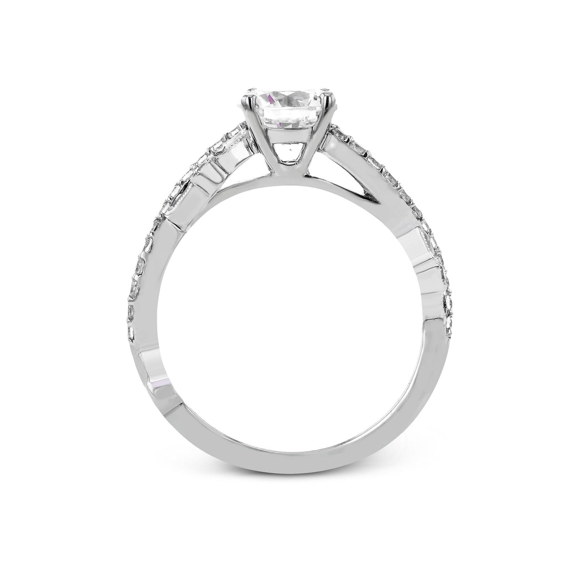 Round - Cut Criss - Cross Engagement Ring In 18k Gold With Diamonds - Simon G. Jewelry