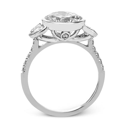 Round - cut Three - stone Engagement Ring in 18k Gold with Diamonds - Simon G. Jewelry
