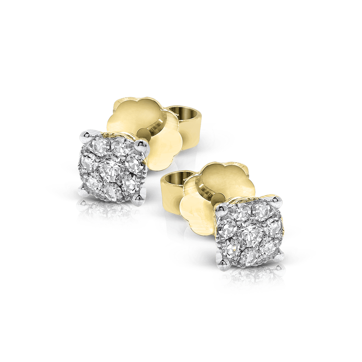 Stud Earrings (5.30mm) in 18k Gold with Diamonds - Simon G. Jewelry