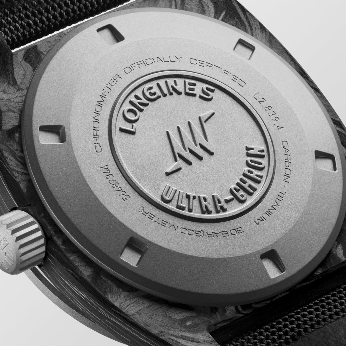 Ultra‑Chron Carbon 43.00 mm Anthracite Titanium and carbon L28394522 L2.839.4.52.2 back view