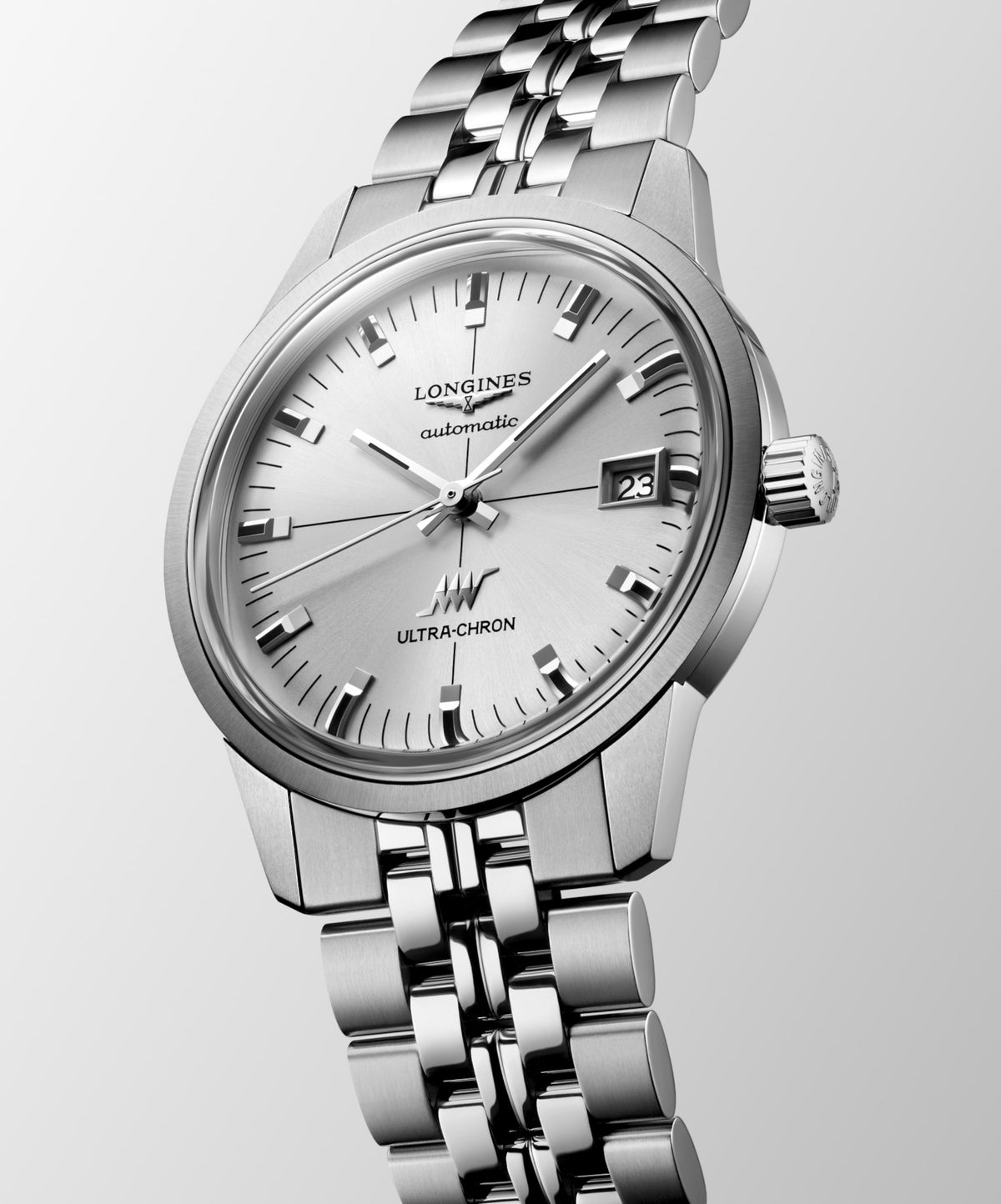 Ultra-Chron Classic 37.00 mm Sunray silver Stainless steel L25374726 L2.537.4.72.6 front and side view