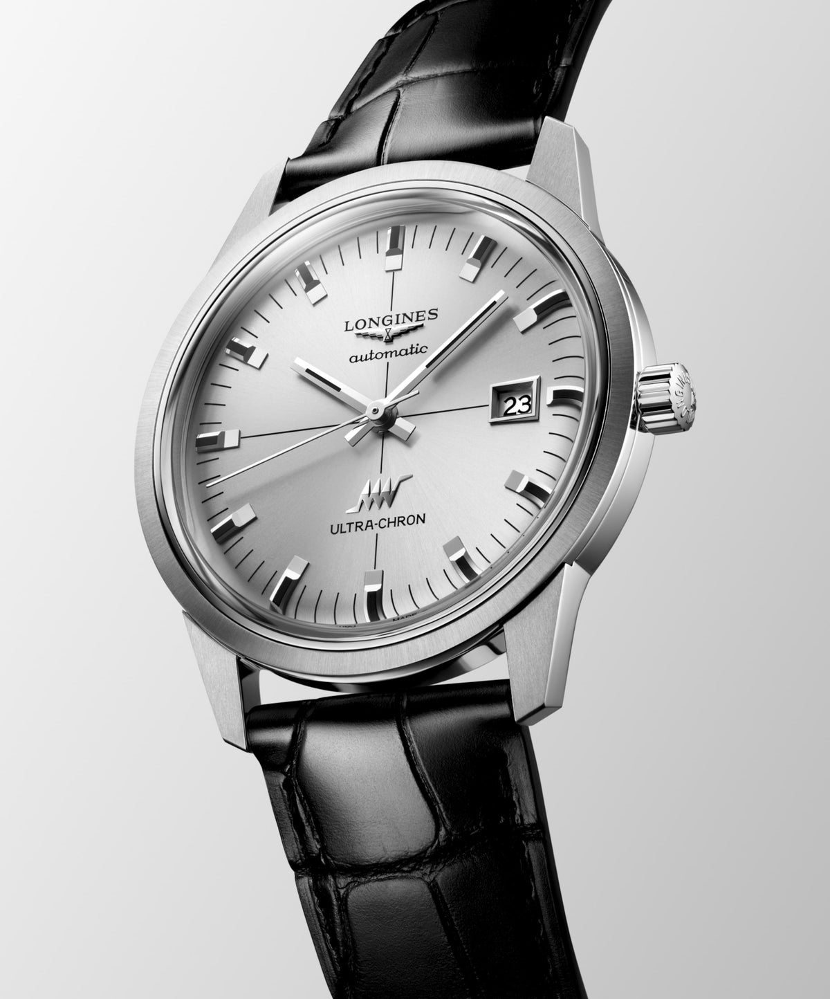 Ultra-Chron Classic 40.00 mm Sunray silver Stainless steel L29374722 L2.937.4.72.2 front and side view