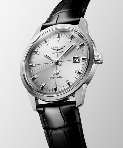 Ultra-Chron Classic 40.00 mm Sunray silver Stainless steel L29374722 L2.937.4.72.2 front and side view