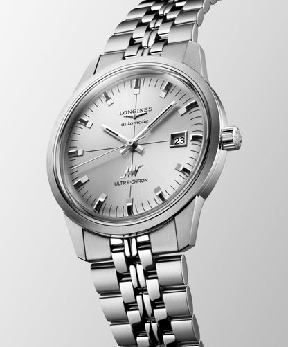 Ultra-Chron Classic 40.00 mm Sunray silver Stainless steel L29374726 L2.937.4.72.6 front and side view