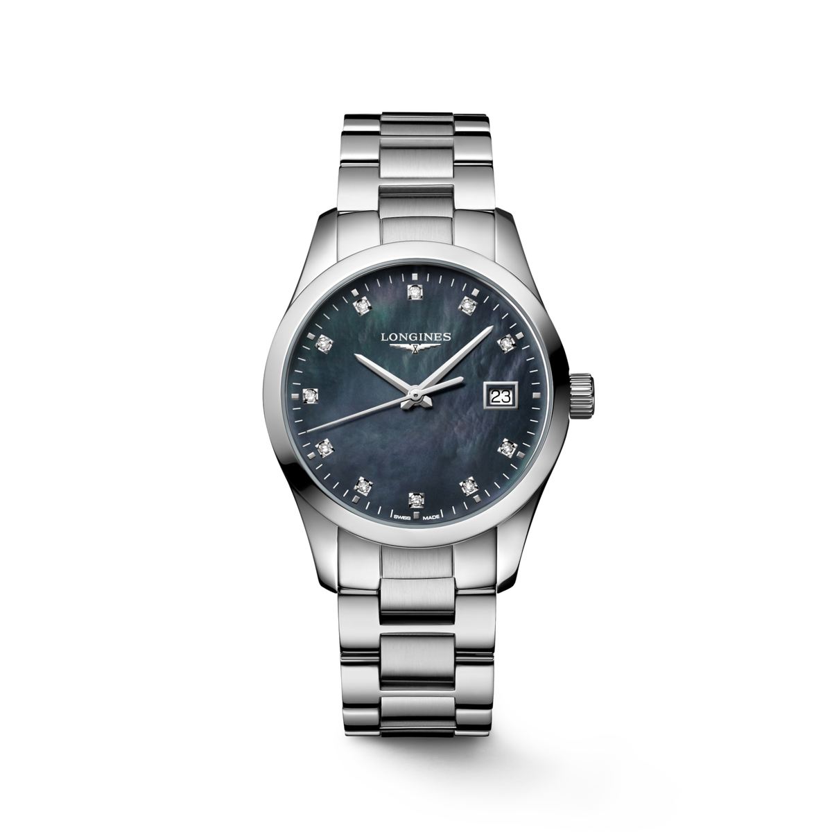 Conquest Classic 34.00 mm Black mother-of-pearl Stainless steel L23864886 L2.386.4.88.6 front view