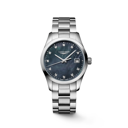 Conquest Classic 34.00 mm Black mother-of-pearl Stainless steel L23864886 L2.386.4.88.6 front view
