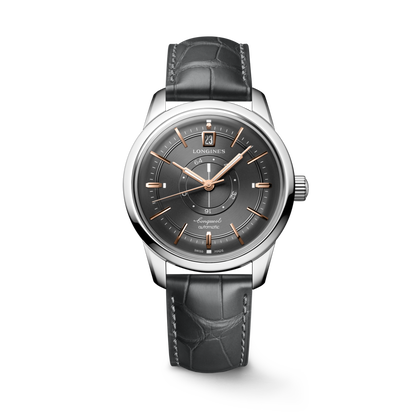 Conquest Heritage Central Power Reserve 38.00 mm Anthracite Stainless steel L16484622 L1.648.4.62.2 front view
