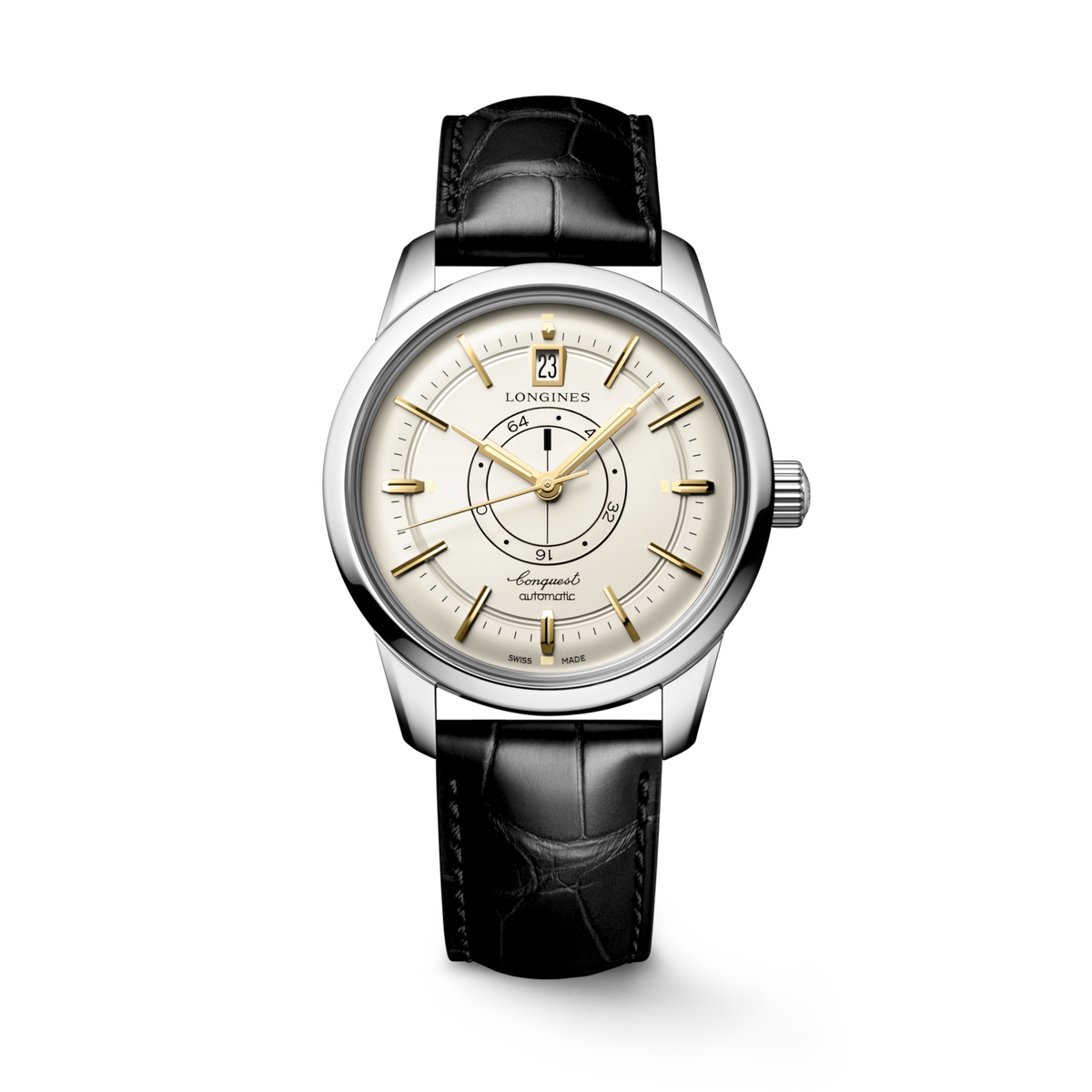 Conquest Heritage Central Power Reserve 38.00 mm Opaline Ivory Stainless steel L16484782 L1.648.4.78.2 front view