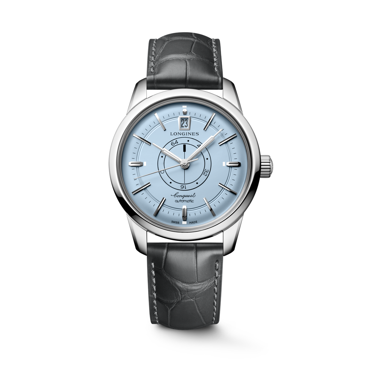 Conquest Heritage Central Power Reserve 38.00 mm Light Blue opaline Stainless steel L16484922 L1.648.4.92.2 front view