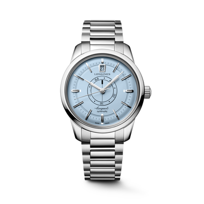 Conquest Heritage Central Power Reserve 38.00 mm Light Blue opaline Stainless steel L16484926 L1.648.4.92.6 front view