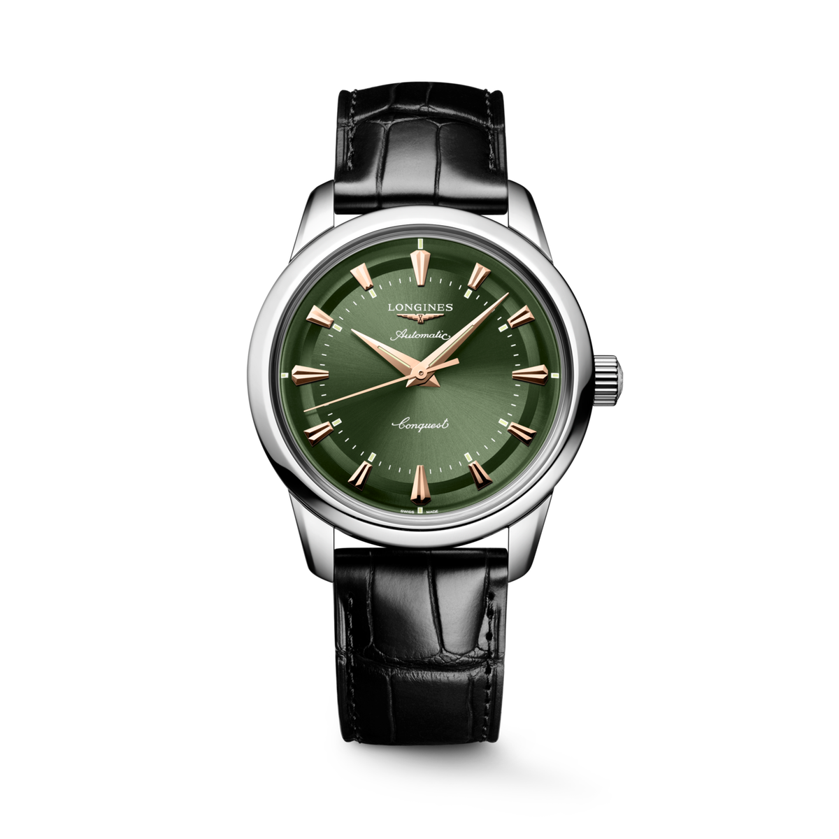 Conquest Heritage 38.00 mm Green lacquered polished Stainless steel L16494022 L1.649.4.02.2 front view