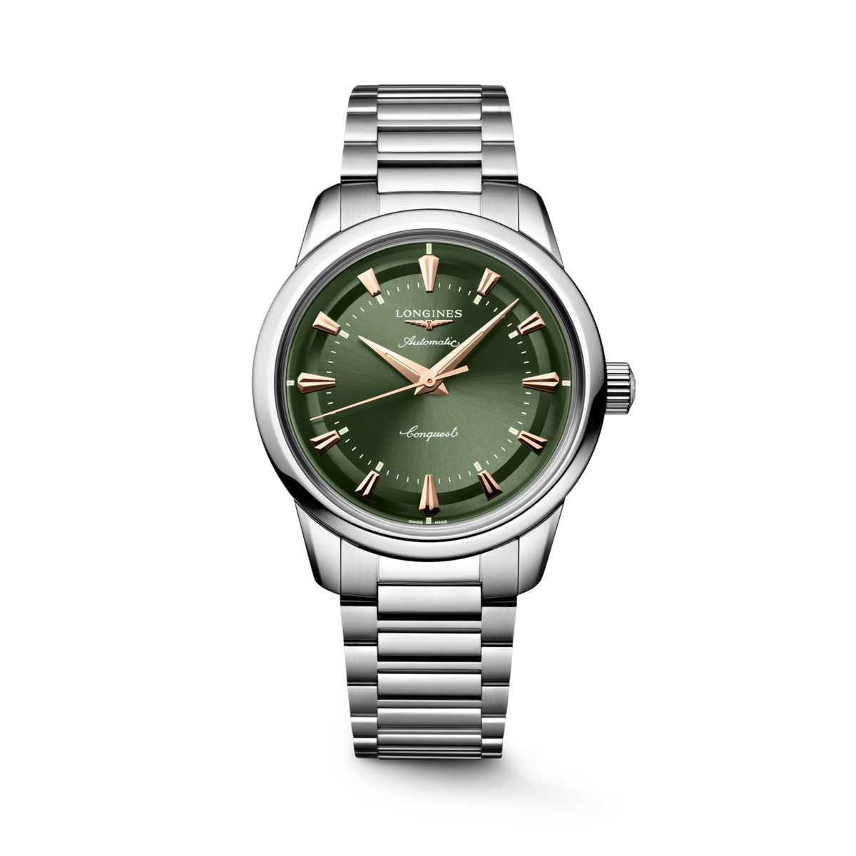 Conquest Heritage 38.00 mm Green lacquered polished Stainless steel L16494026 L1.649.4.02.6 front view