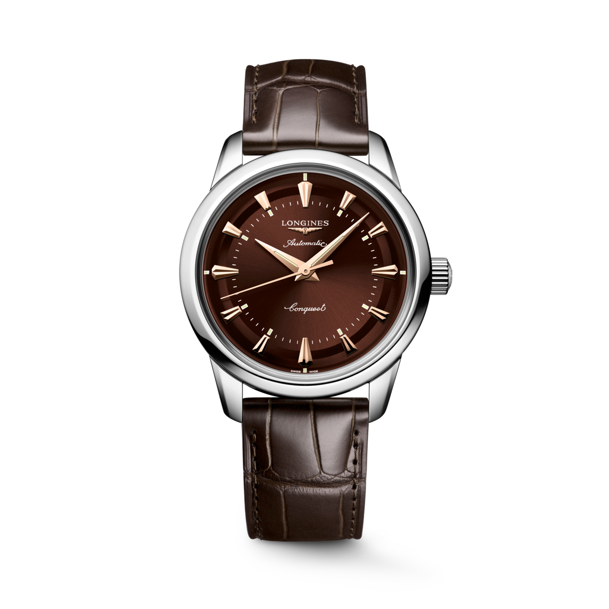 Conquest Heritage 38.00 mm Brown Stainless steel L16494622 L1.649.4.62.2 front view