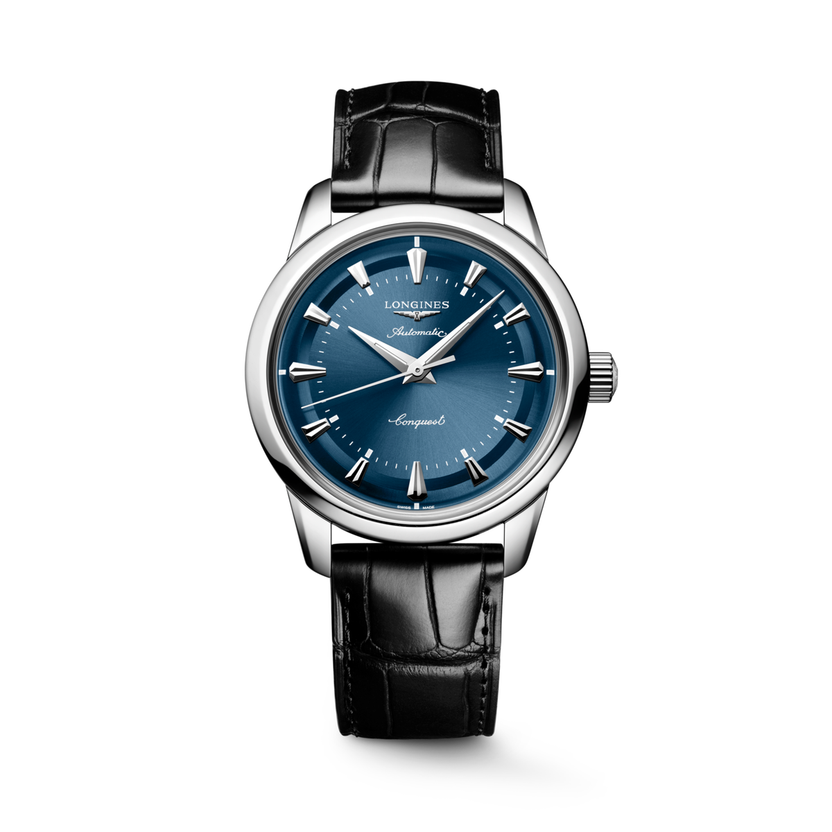 Conquest Heritage 38.00 mm Blue lacquered polished Stainless steel L16494922 L1.649.4.92.2 front view