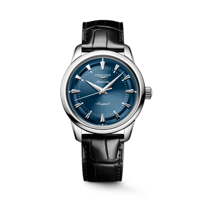 Conquest Heritage 38.00 mm Blue lacquered polished Stainless steel L16494922 L1.649.4.92.2 front view