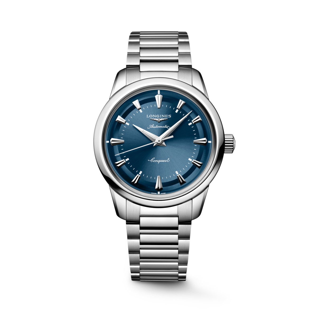 Conquest Heritage 38.00 mm Blue lacquered polished Stainless steel L16494926 L1.649.4.92.6 front view