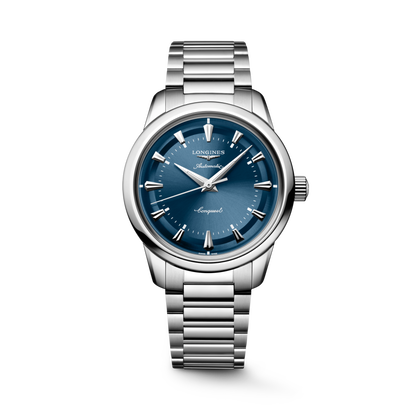Conquest Heritage 38.00 mm Blue lacquered polished Stainless steel L16494926 L1.649.4.92.6 front view