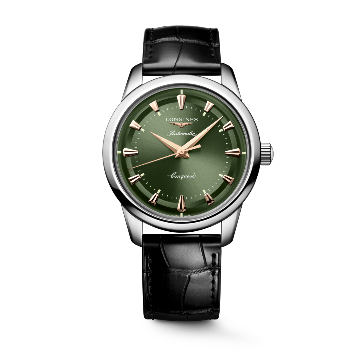 Conquest Heritage 40.00 mm Green lacquered polished Stainless steel L16504022 L1.650.4.02.2 front view